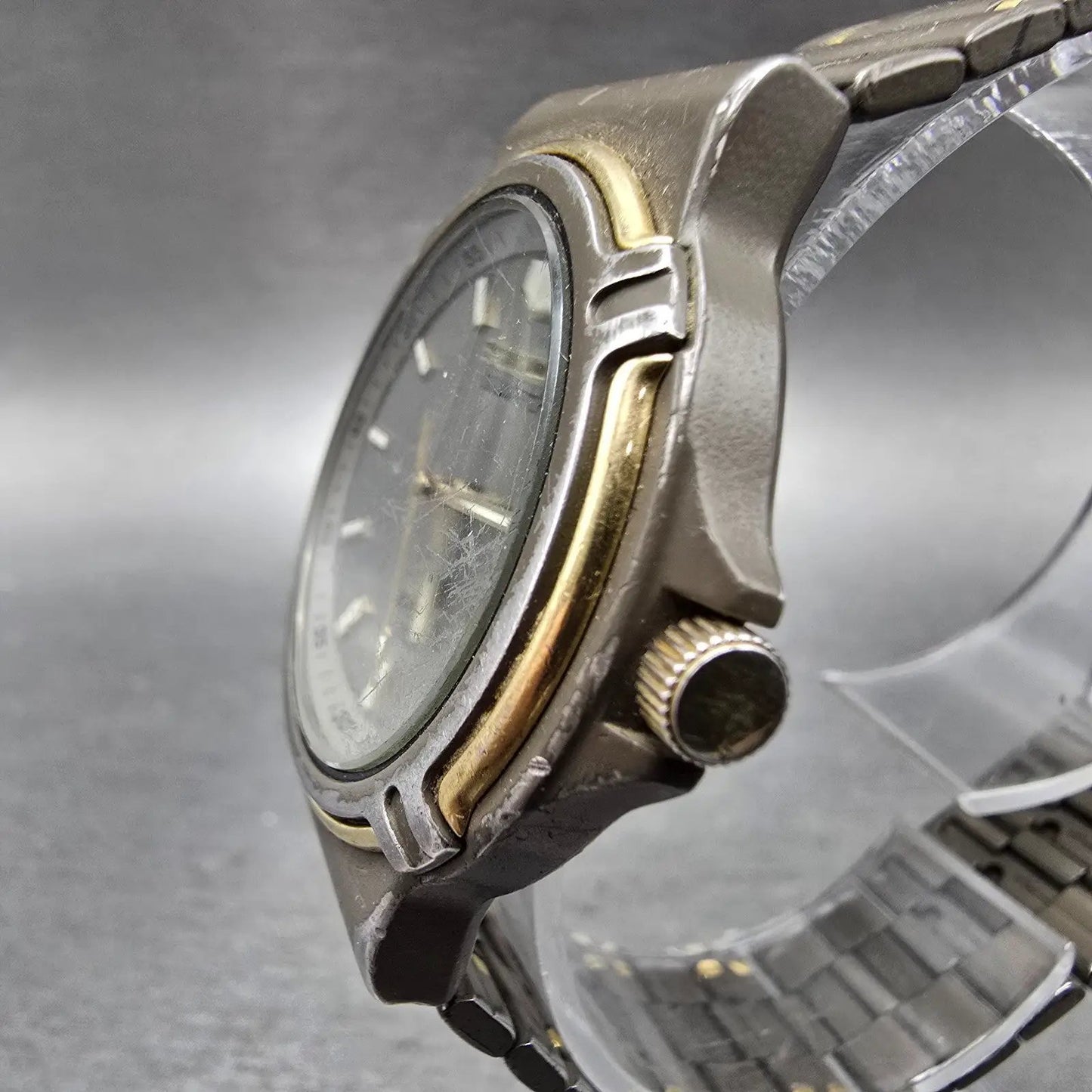 Seiko SQ Sports 150 Watch Men 36mm Gray Dial Two Tone Daydate 5H23-6219 PARTS HU3