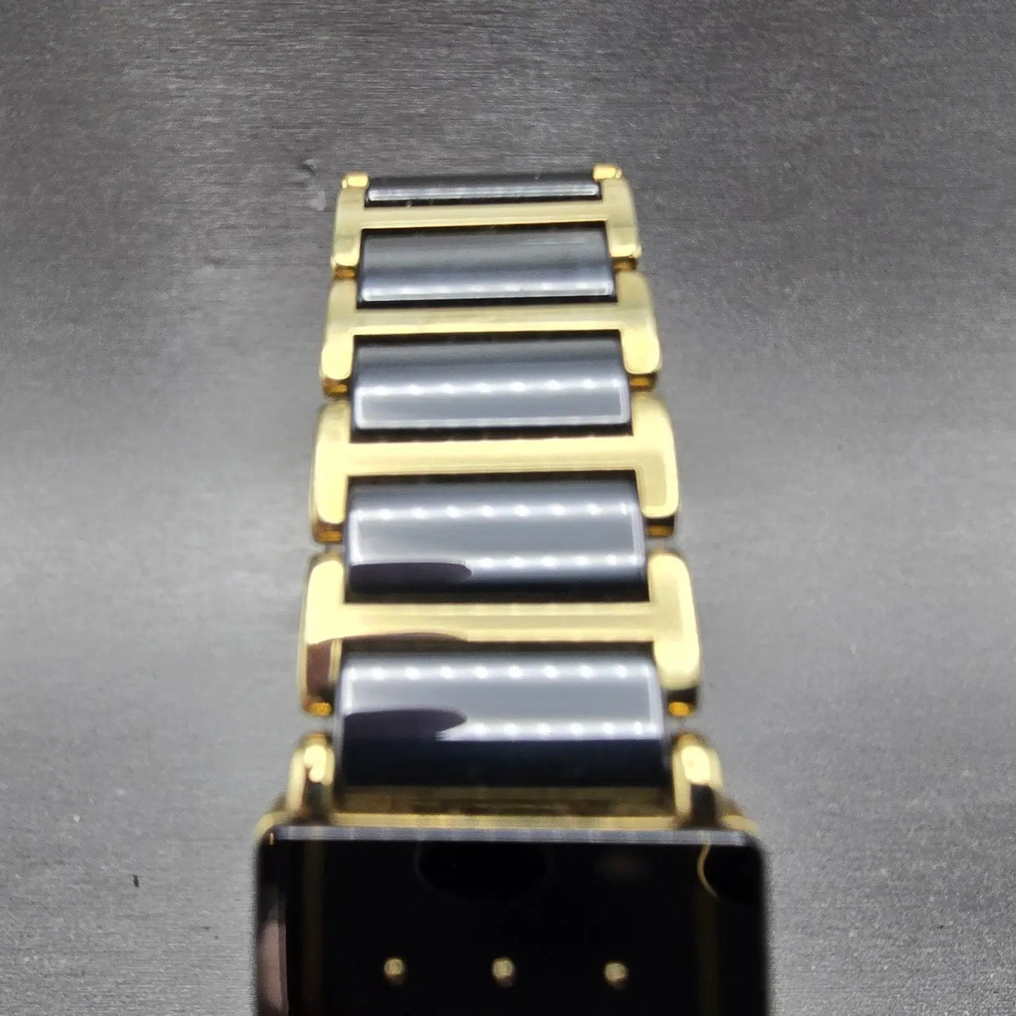 Rado Diastar Tank Watch Women 18mm Black Dial Black & Gold Tone 153.0383.3 Runs4