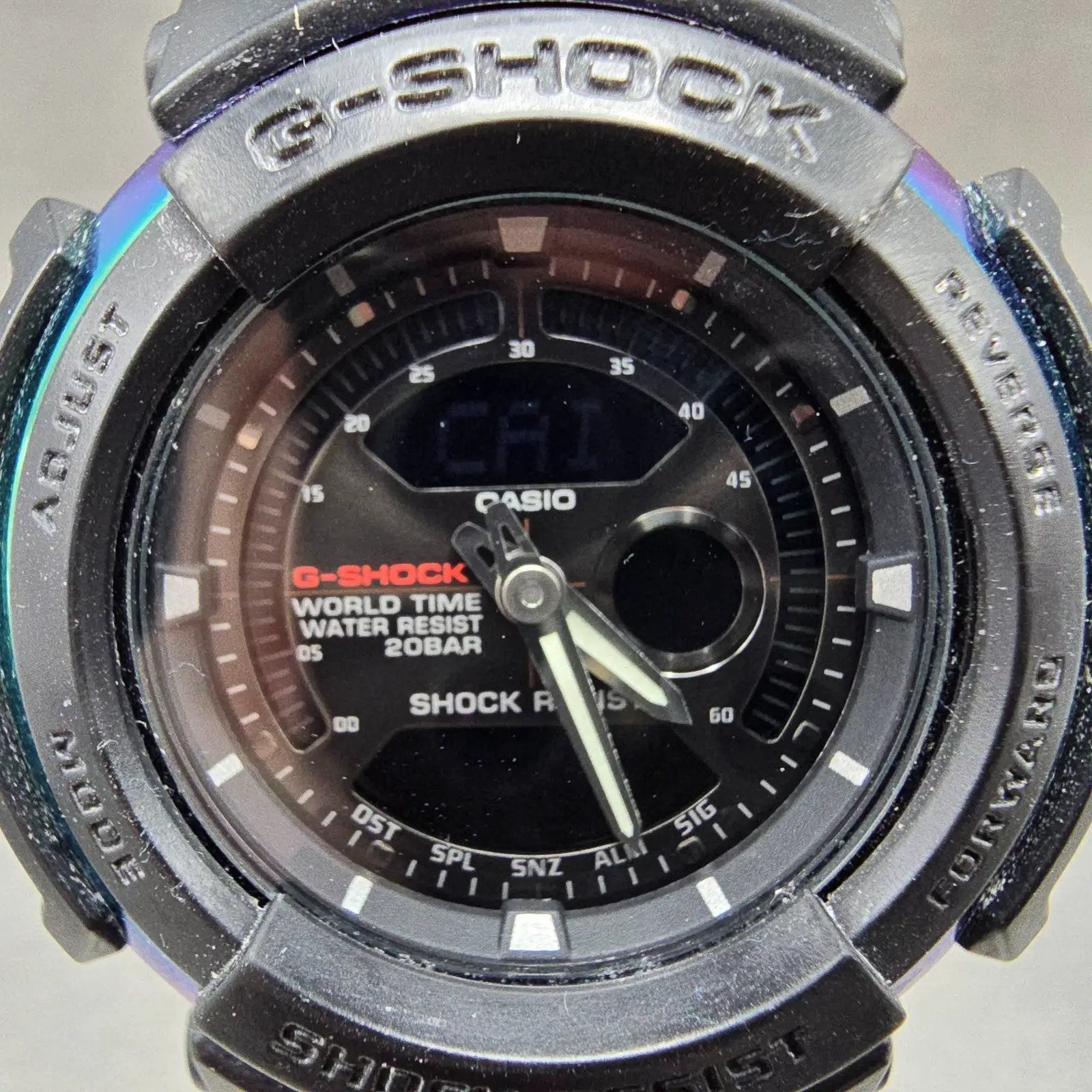 Casio G-Shock G-306X Watch Men 47mm Black Rainbow Alarm Analog Digital New Batt1
