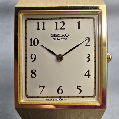 Seiko Watch Men 24mm Cream Dial Gold Tone Rectangle 5P30-5D09 New Battery VTG1