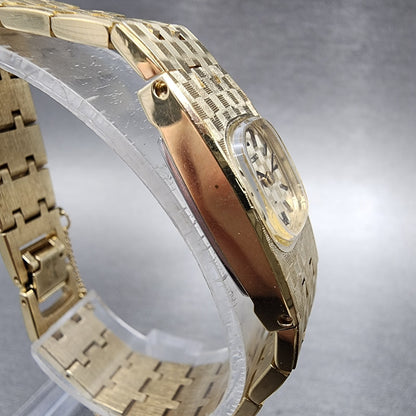Seiko Watch Women 16mm Gold Dial Gold Tone Manual Rectangle 113399 Runs3