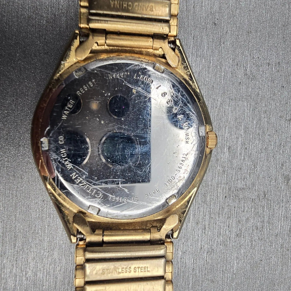 Citizen CQ Mens Watch 36mm Gold Dial Gold Tone Daydate 1100-S63812 New Battery10