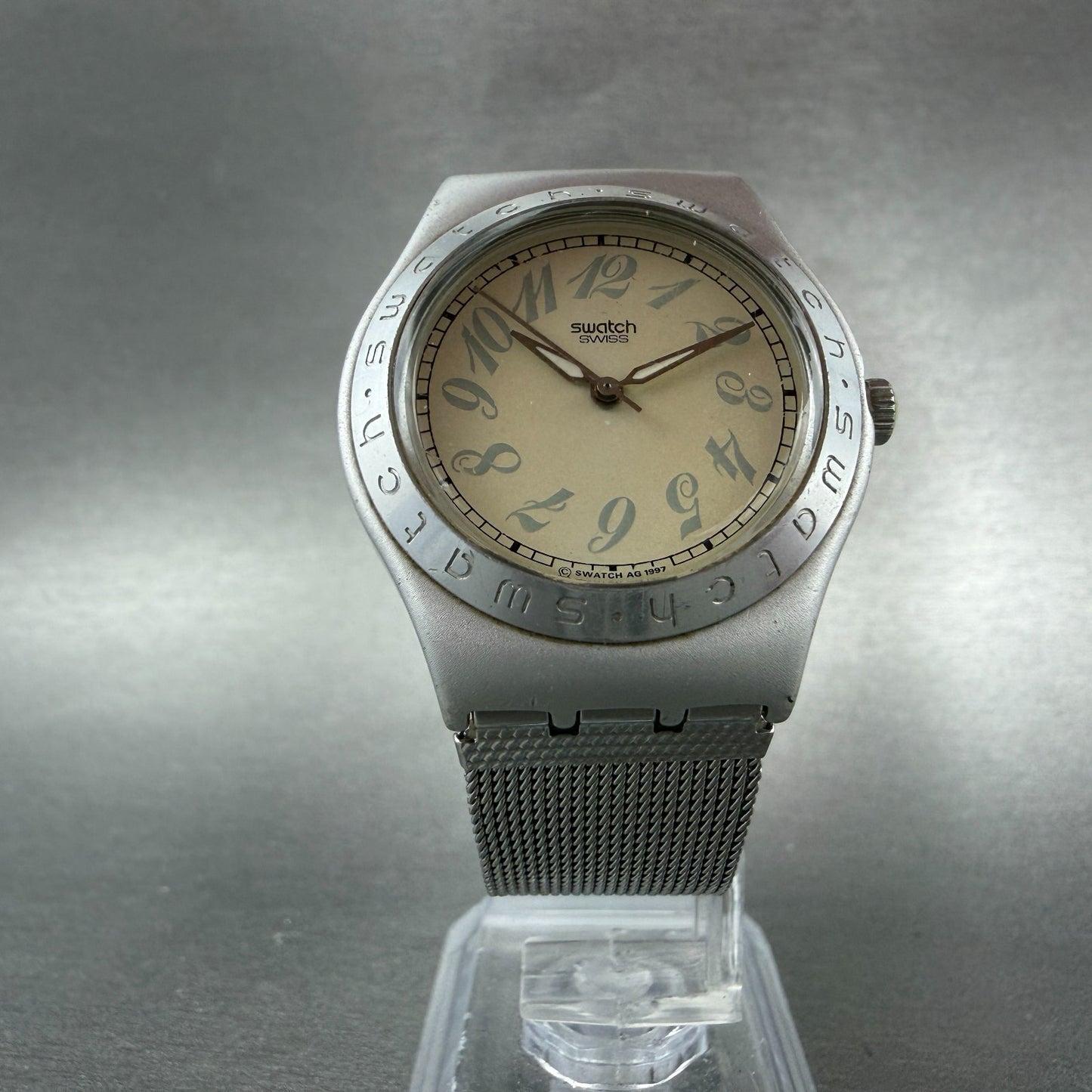 Swatch Irony Parousia Milanese Medium Watch Women 33mm Cream Dial Silver New Bat5