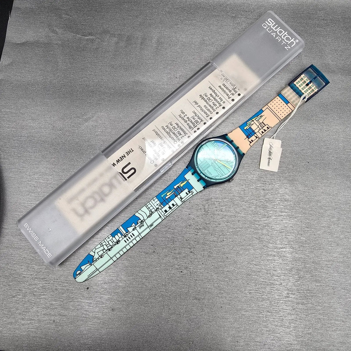 Swatch Metroscape Watch Men 34mm Blue Dial Blue Case GN109 New Battery NOS16