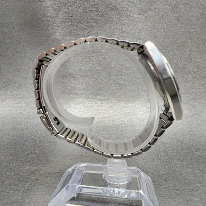 Seiko Silver Wave Watch Men 35mm Black Dial Silver Tone Daydate 64337000 PARTS9