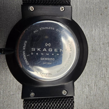 Skagen Watch Men 40mm Black Dial Black Tone Date Round SKW6053 New Battery10
