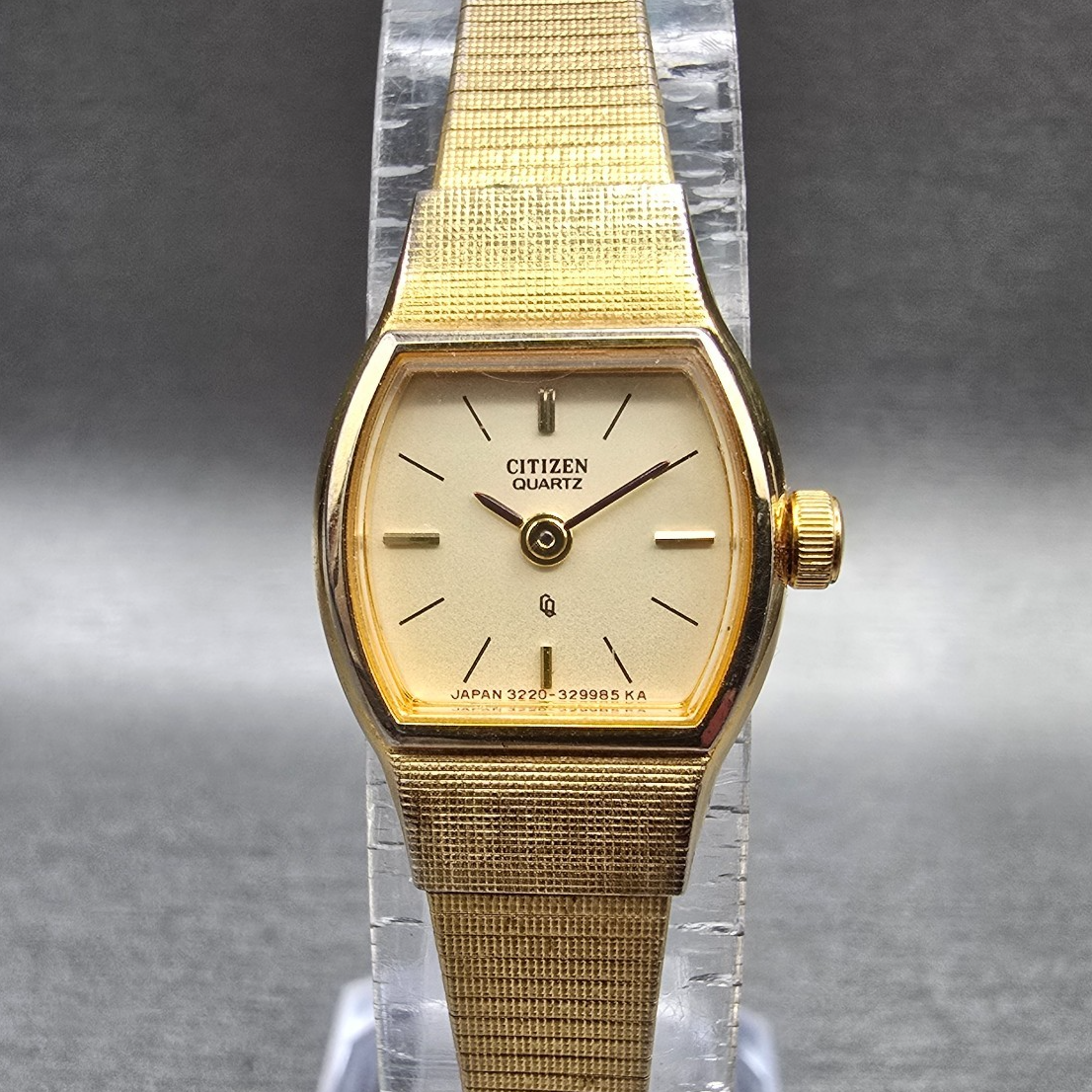 Citizen CQ Watch Women 17mm Champagne Dial Gold Tone 3220-324111 New Battery JP0