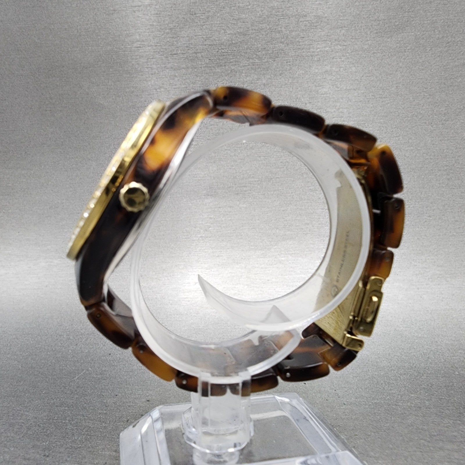 Fossil Stella Watch Women 37mm Brown Dial Brown Tortoise Daydate New Battery5