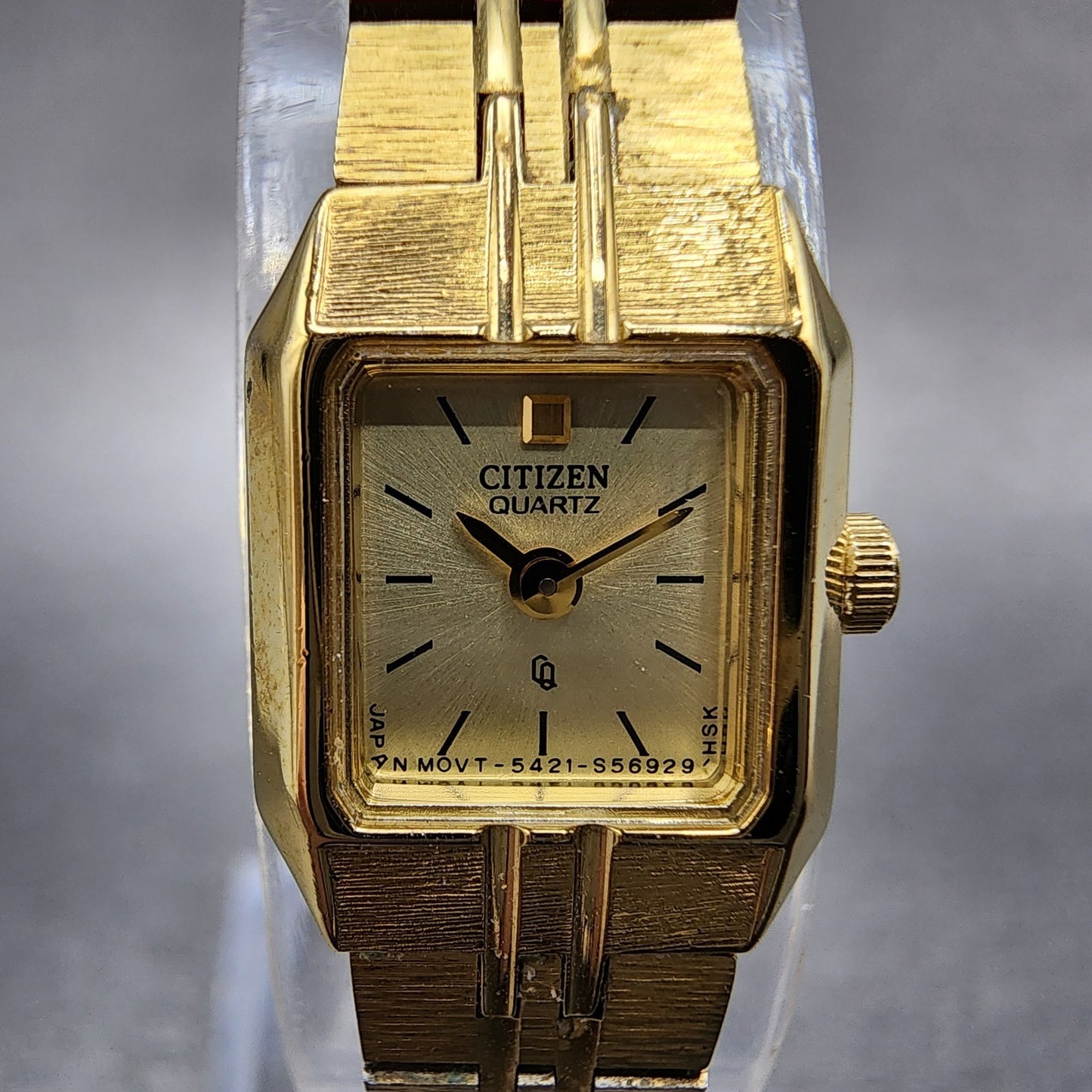 Citizen CQ Tank Watch Women 13mm Champagne Dial Gold Tone Octagon New Battery1