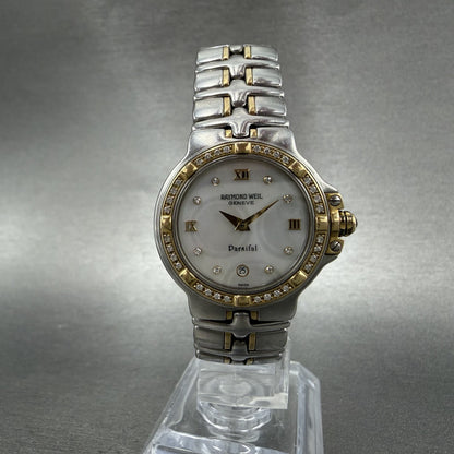 Raymond Weil Parsifal Watch Women 27mm MOP Dial Steel Diamond Bezel Date NewbatA5