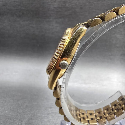 Seiko Womens Watch 24mm Gold Dial Gold Tone Daydate Round 7N83-0049 New Battery2