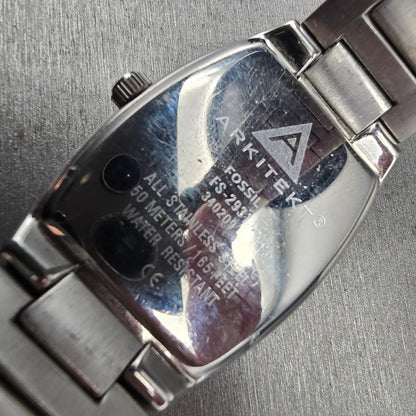 Fossil Arkitekt Tank Watch Men 32mm Blue Dial Silver Date FS-2931 New Battery10