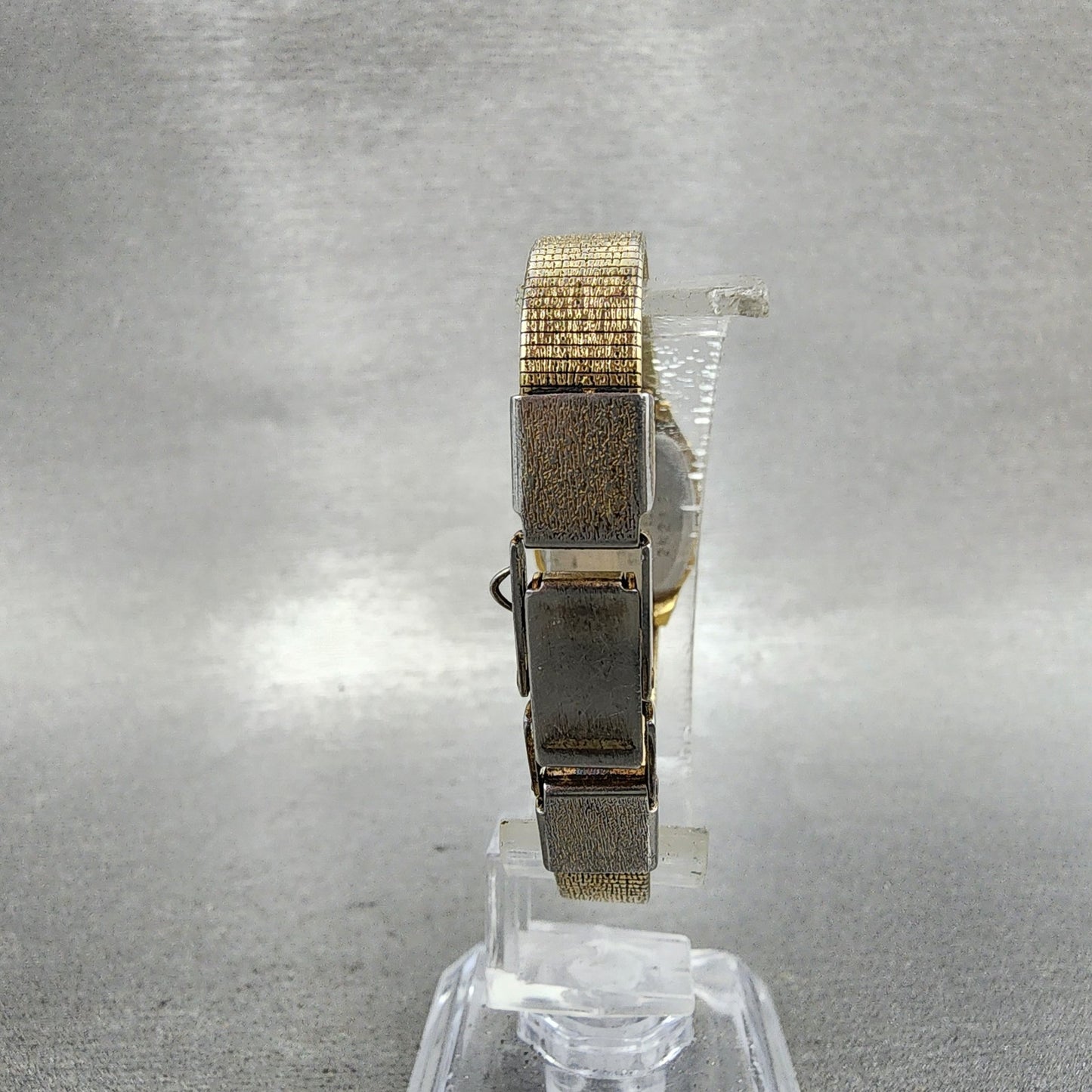 Seiko Tank Watch Women 17mm Brown Dial Gold Tone Rectangle 54205019 New Batt AB7