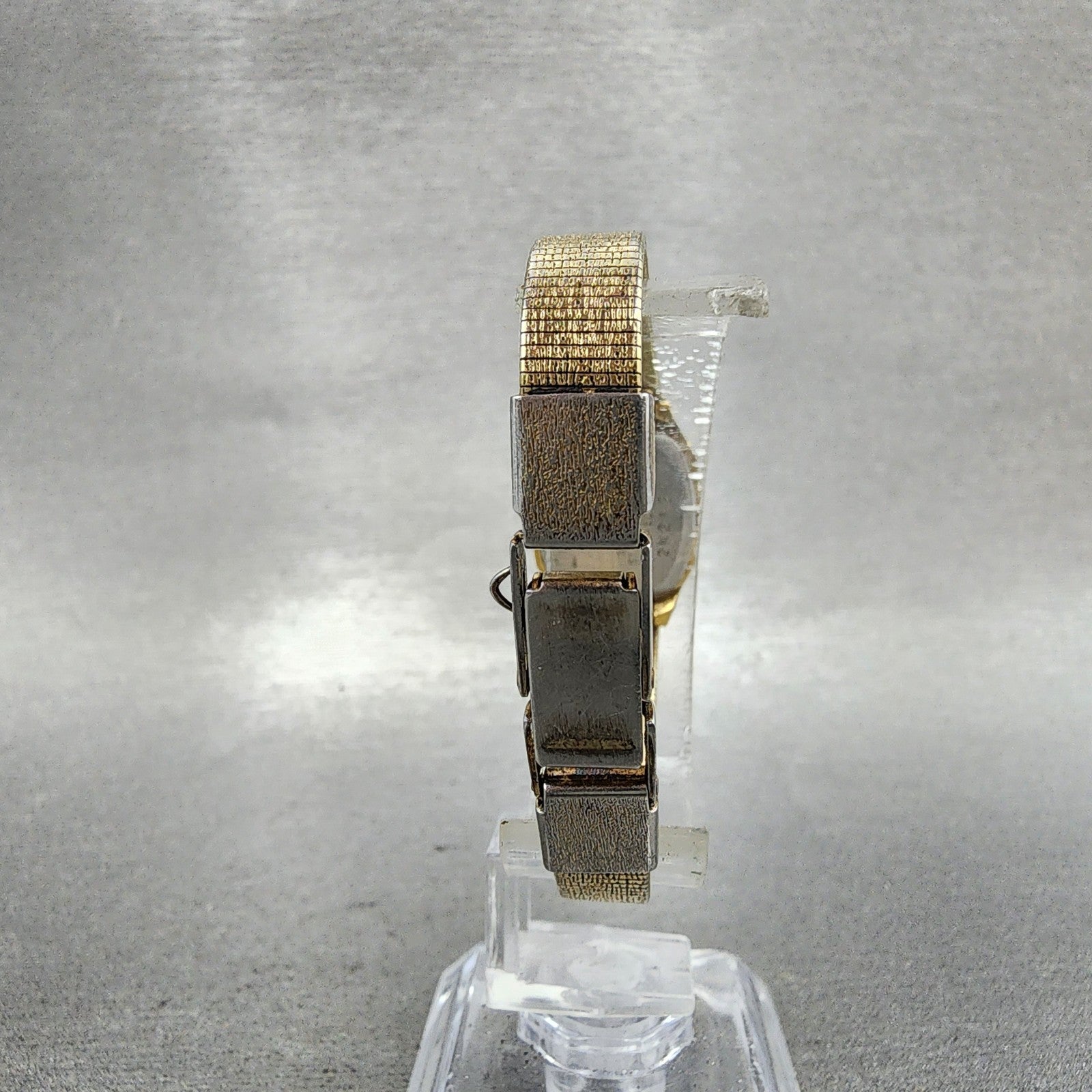 Seiko Tank Watch Women 17mm Brown Dial Gold Tone Rectangle 54205019 New Batt AB7