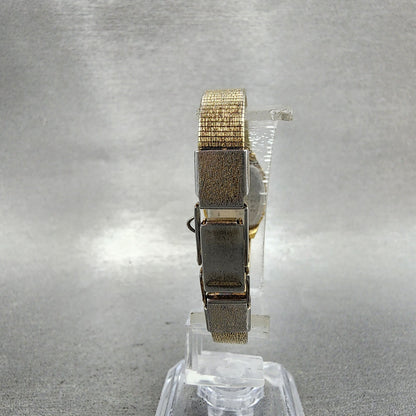 Seiko Tank Watch Women 17mm Brown Dial Gold Tone Rectangle 54205019 New Batt AB7