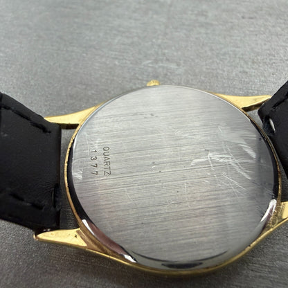 Omega De Ville Watch Men 32mm Gold Dial Gold Plated Round 191.0198 New Battery9