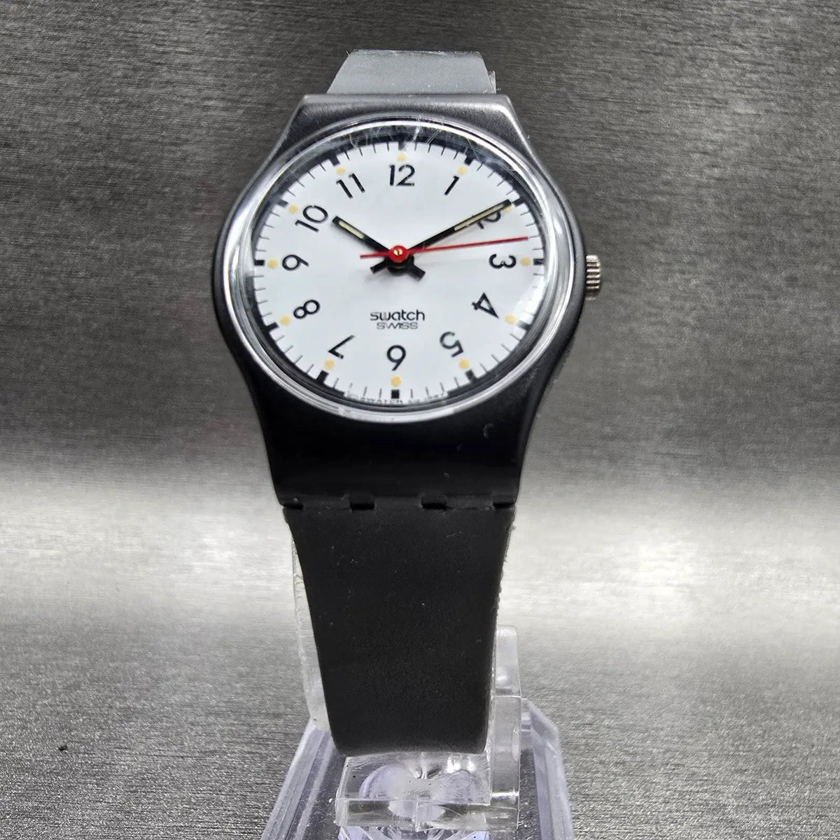 Swatch Classic Two Watch Women 25mm White Dial Black Tone Round LB116 New Batt5