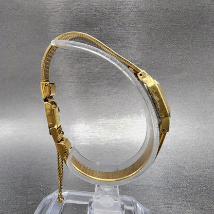 Seiko Watch Women 16mm Brown Dial Gold Tone Rectangle 2C20-5789 New Battery VTG