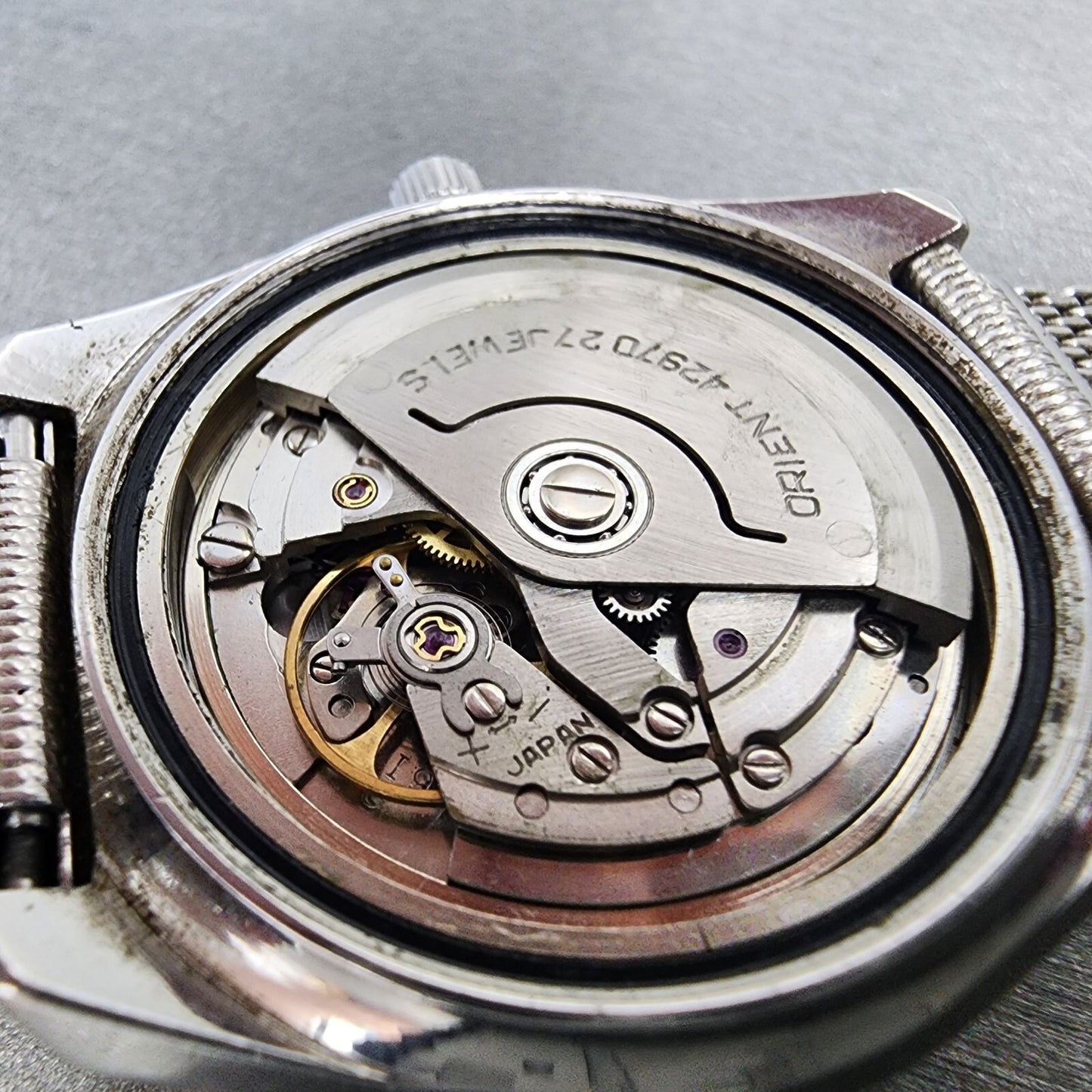 Orient Chronoace Watch Men 37mm Gray Dial Steel Daydate Round Automatic  PARTS12