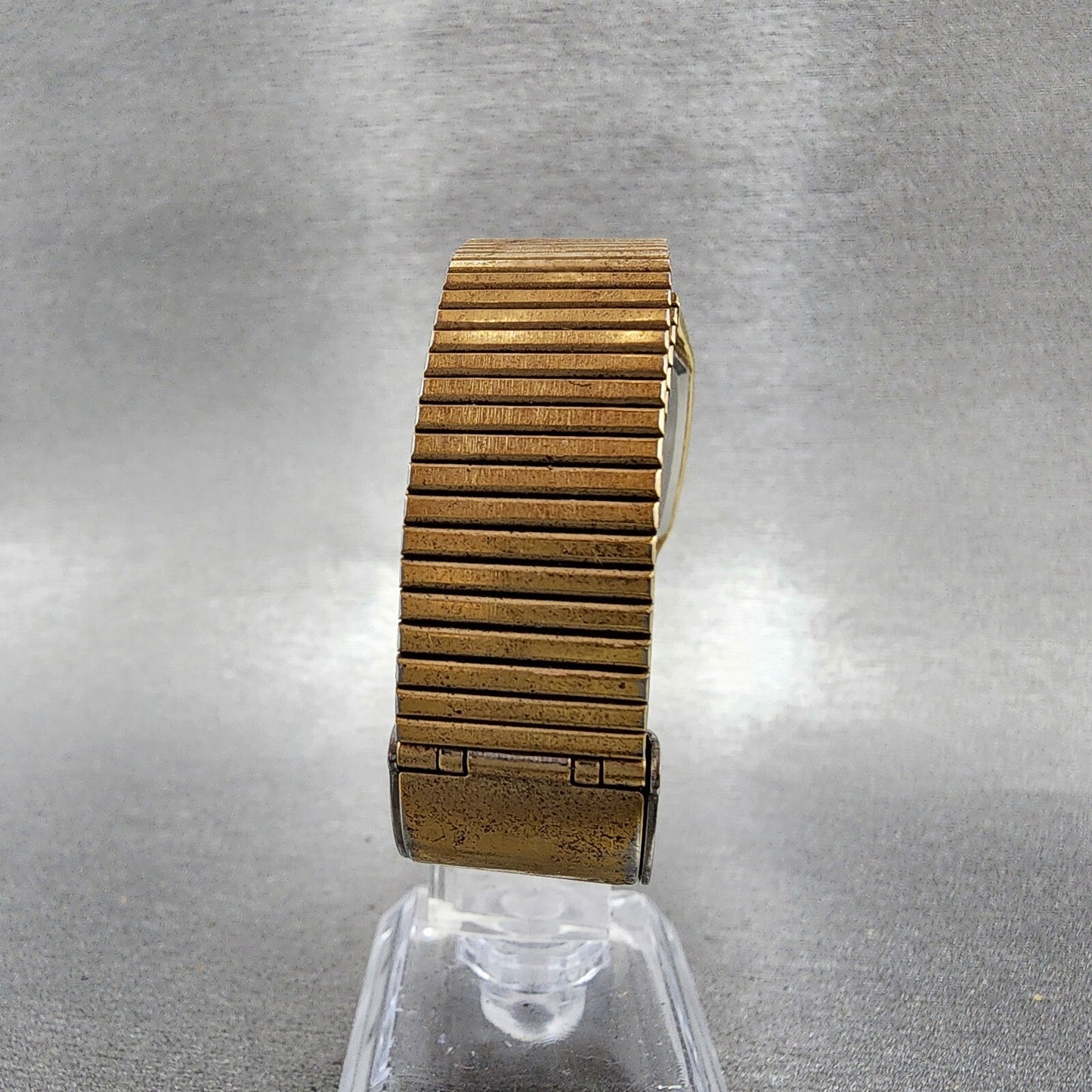 Seiko Tank Watch Men 26mm Gold Dial Gold Tone Rectangle 65305080 PARTS8
