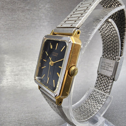 Citizen CQ Tank Watch Women 19mm Black Dial Two Tone Rectangle 4106636 New Batt2