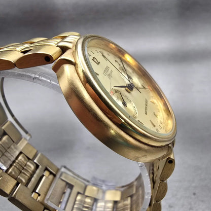 Citizen Elegance Triple Calendar Watch Men 35mm Champagne Dial Gold Tone New Bat3