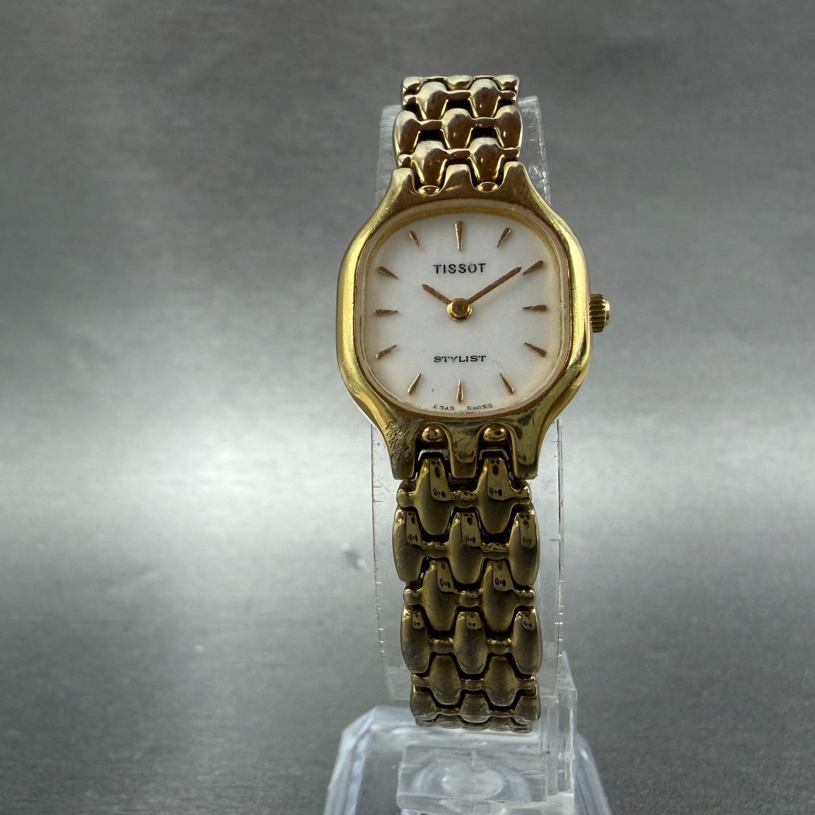 Tissot Tank Watch Women 19mm White Dial Gold Tone Rectangle New Battery VTG ABCD5