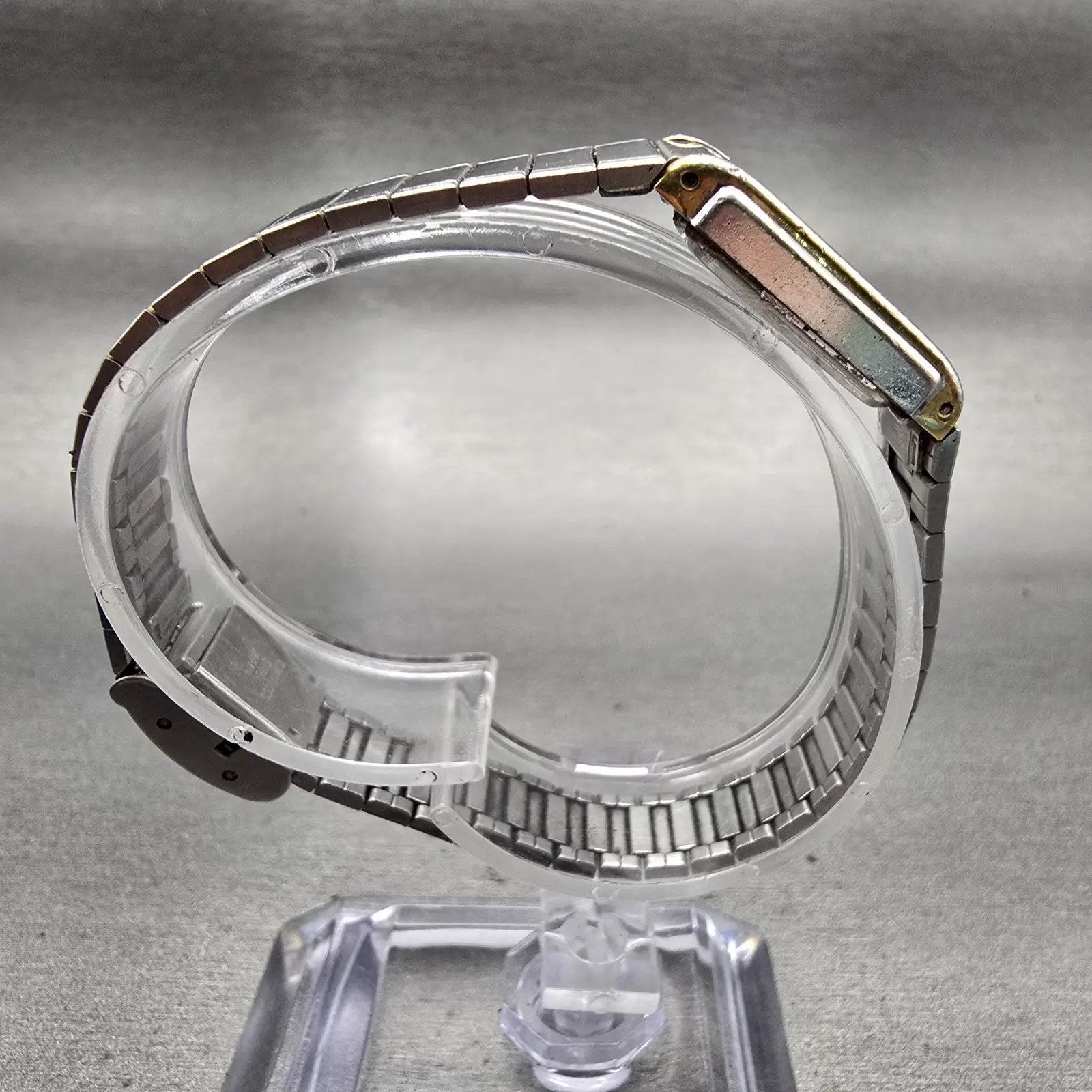 Seiko Pulsar Watch Women 16mm Black Dial Two Tone Rectangle Y580-5169 New Batt8