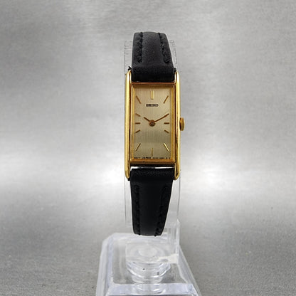 Seiko Tank Watch Women 13mm Gold Dial Gold Tone Rectangle 2e206129 New Battery5