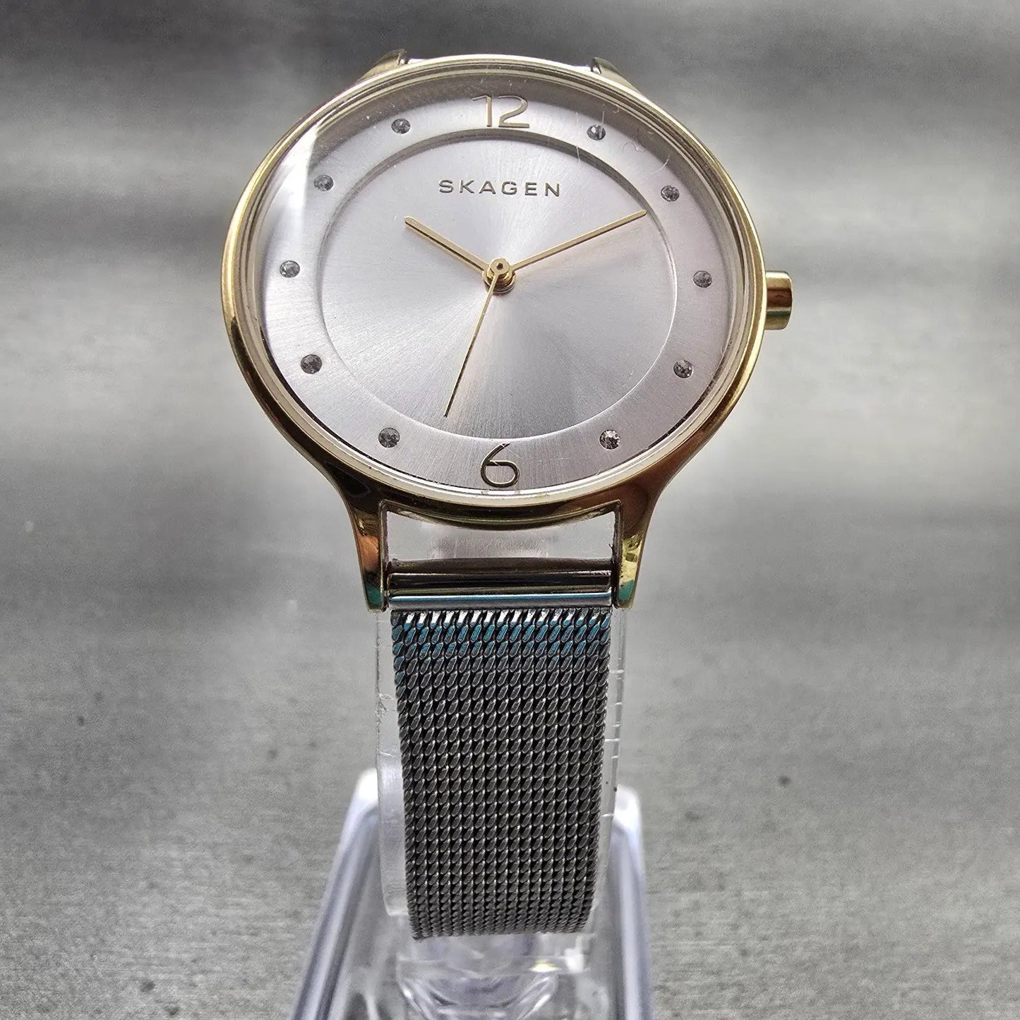 Skagen Anita Watch Women 30mm Silver Dial Gold Tone Round SKW2340 New Battery5