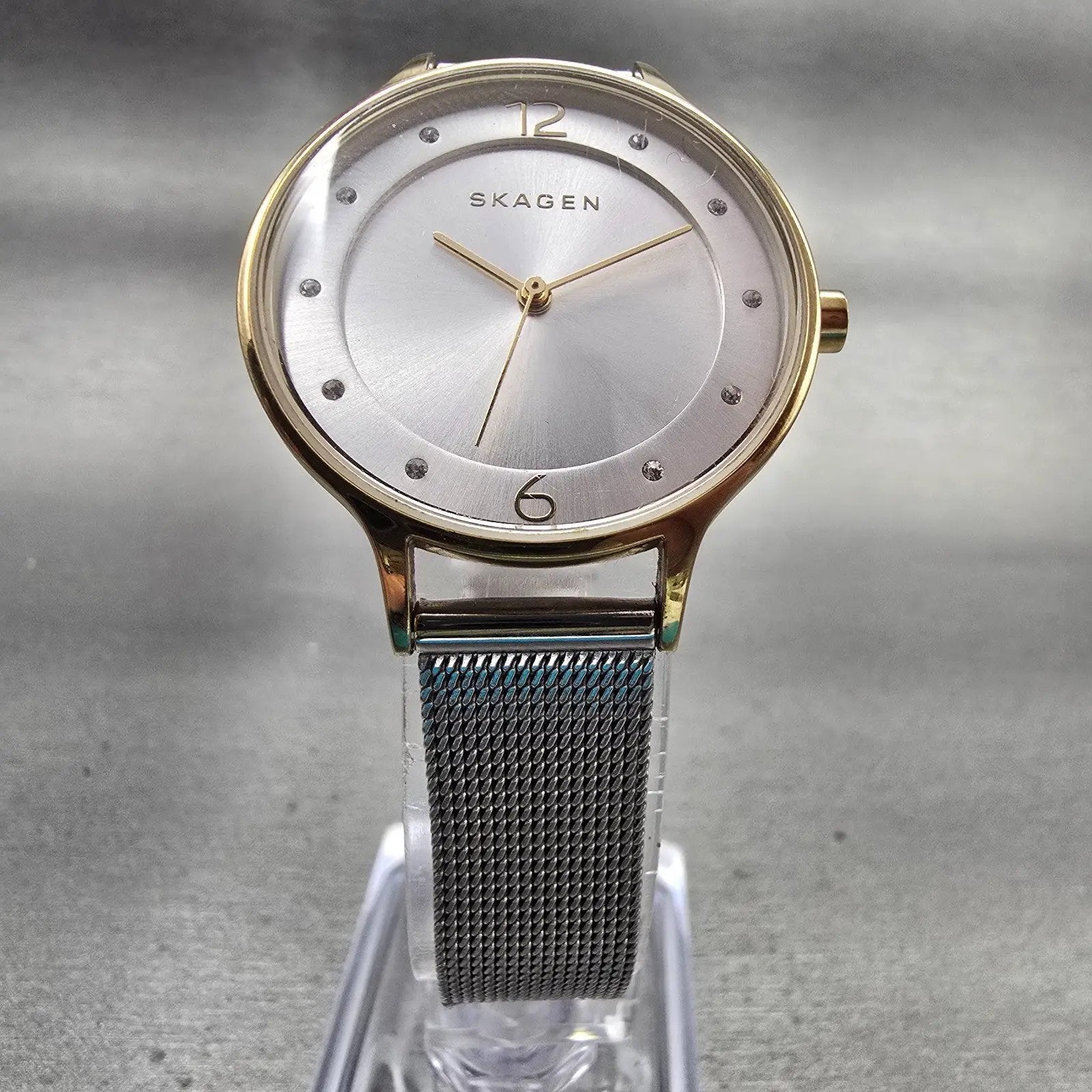 Skagen Anita Watch Women 30mm Silver Dial Gold Tone Round SKW2340 New Battery5