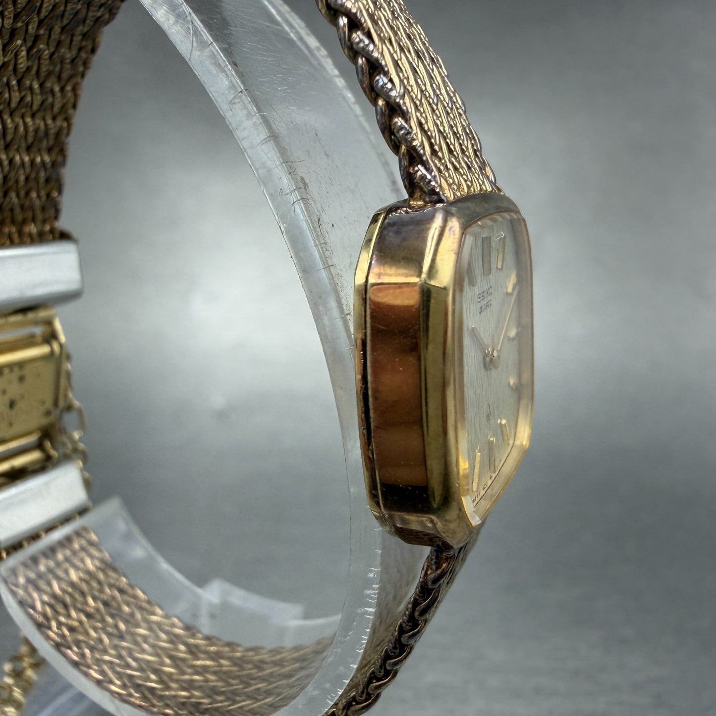 Seiko Watch Women 21mm Champagne Dial Gold Tone Rectangle 1400-5900 New Battery3