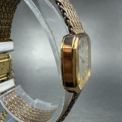 Seiko Watch Women 21mm Champagne Dial Gold Tone Rectangle 1400-5900 New Battery3