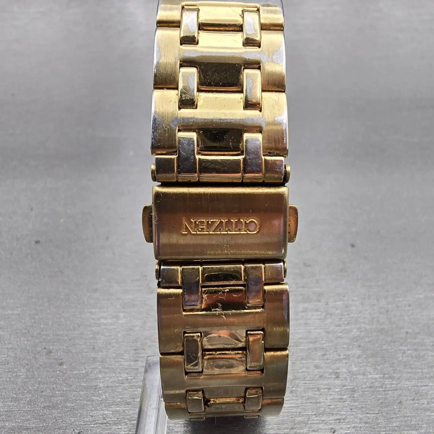 Citizen Watch Men 25mm Gold Dial Gold Tone Daydate Rectangle 1002-S99299 New Bat7