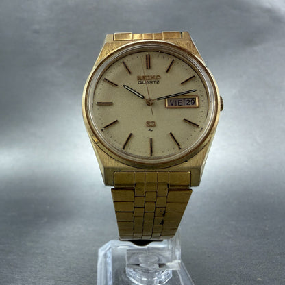 Seiko SQ Watch Men 34mm Champagne Dial Gold Tone Daydate 7123-8439 PARTS VIntage6