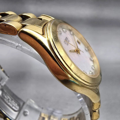 Citizen Watch Women 26mm MOP Dial Gold Tone Gemmed Date 1012-S075688 New Battery3