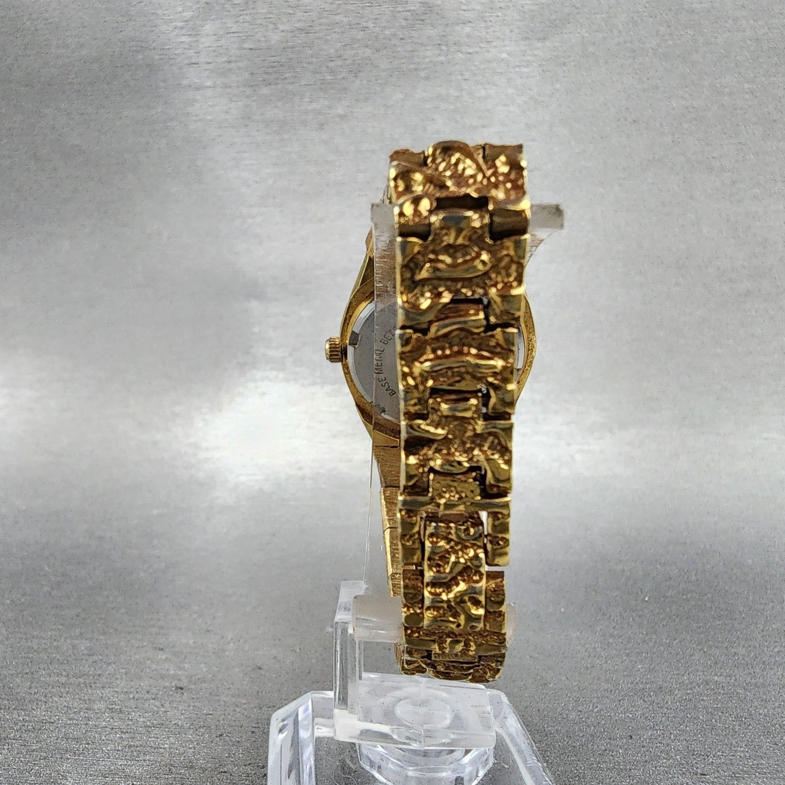 Gruen Watch Women 25mm Black Dial Gold Nugget Case Tone New Battery VTG8