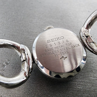 Seiko Watch Women 20mm Blue Dial Silver Tone Oval Manual Wind 117519 Runs9