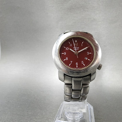 Victorinox Swiss Army V7 Watch Women 31mm Red Dial Silver Tone Date Round NewBat5