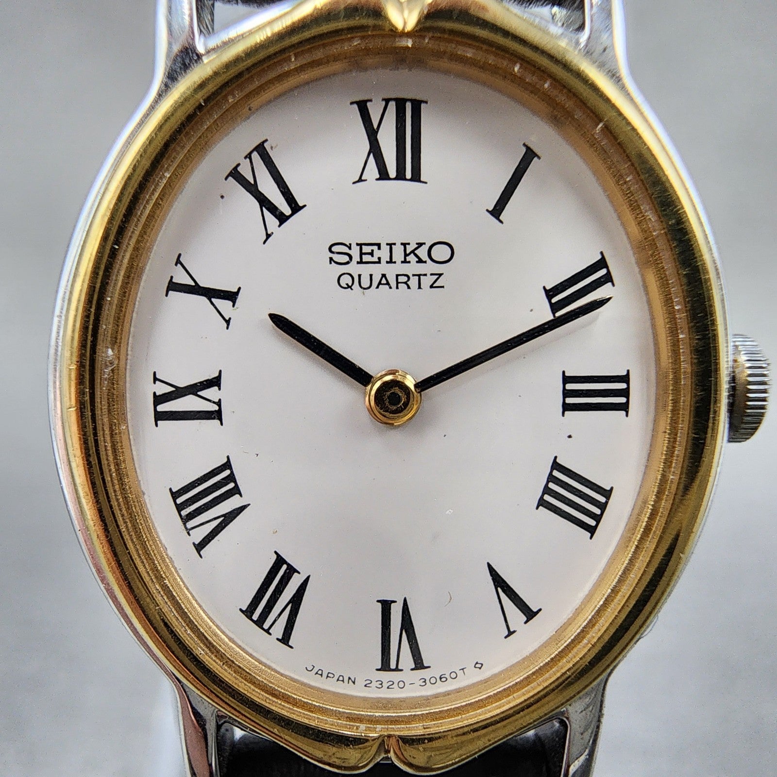 Seiko Watch Women 21mm White Dial Two Tone Oval 23206530 New Battery1