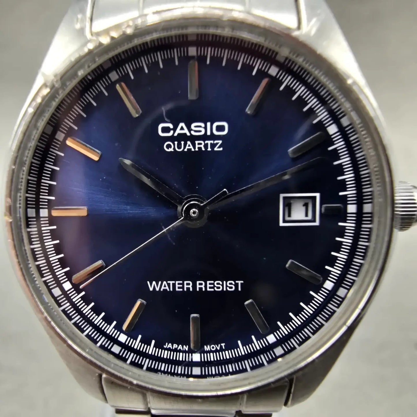 Casio Watch Women 26mm Blue Dial Silver Tone Date Round LTP-1175 New Battery1