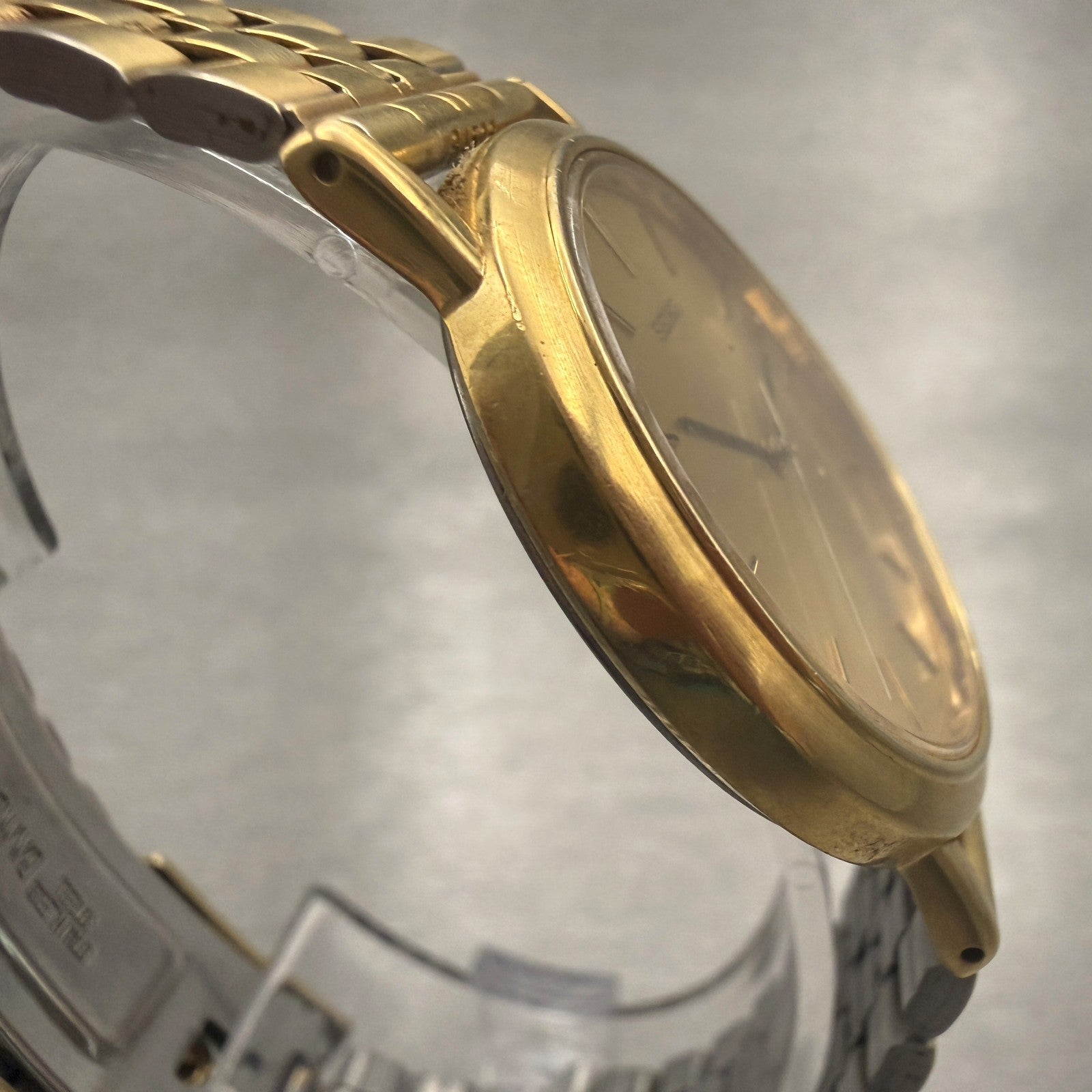 Seiko Watch Men 33mm Gold Dial Gold Tone Round 5P31-6090 New Battery3
