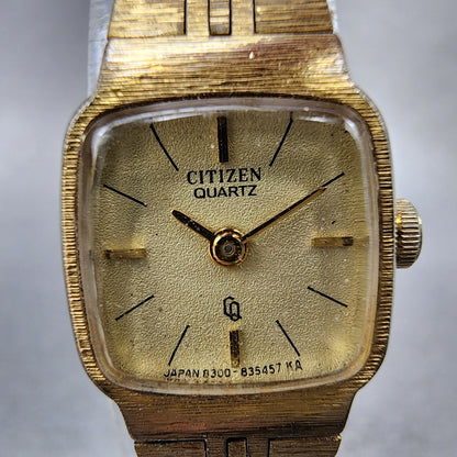 Citizen CQ Tank Watch Women 15mm Cream Dial Gold Tone Rectangle New Battery1