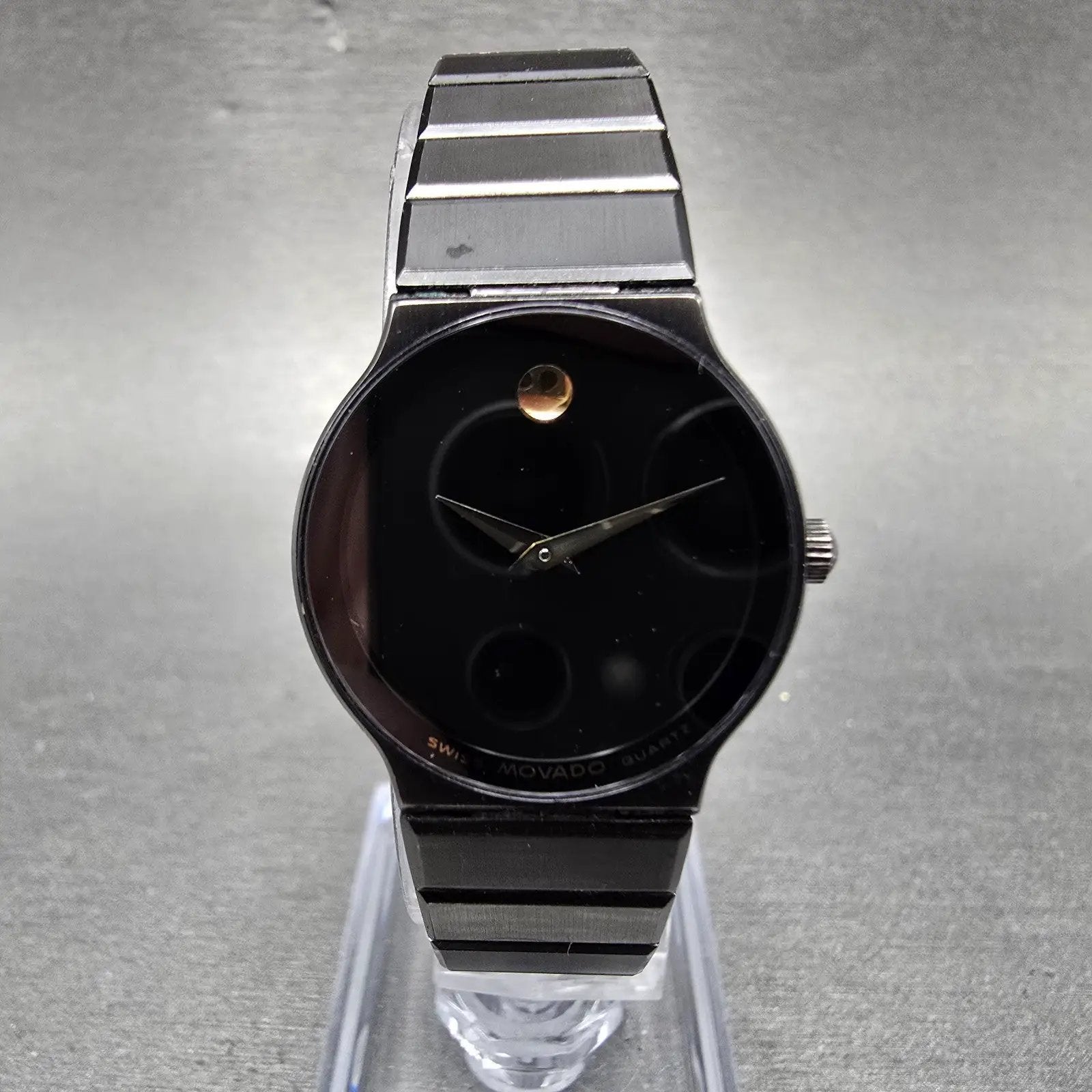 Movado Museum Watch Women 23mm Black Dial Black Tone Round 84.C6.881.2A New Batt0