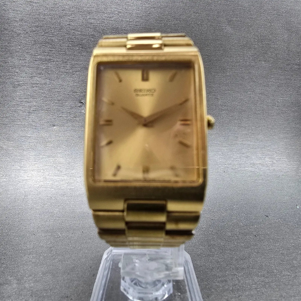 Seiko Tank Watch Men 26mm Champagne Dial Gold Tone Rectangle 5Y94-5119 PARTS6