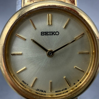 Seiko Watch Women 21mm Champagne Dial Gold Tone Round 1N00-1E09 New Battery LWF1
