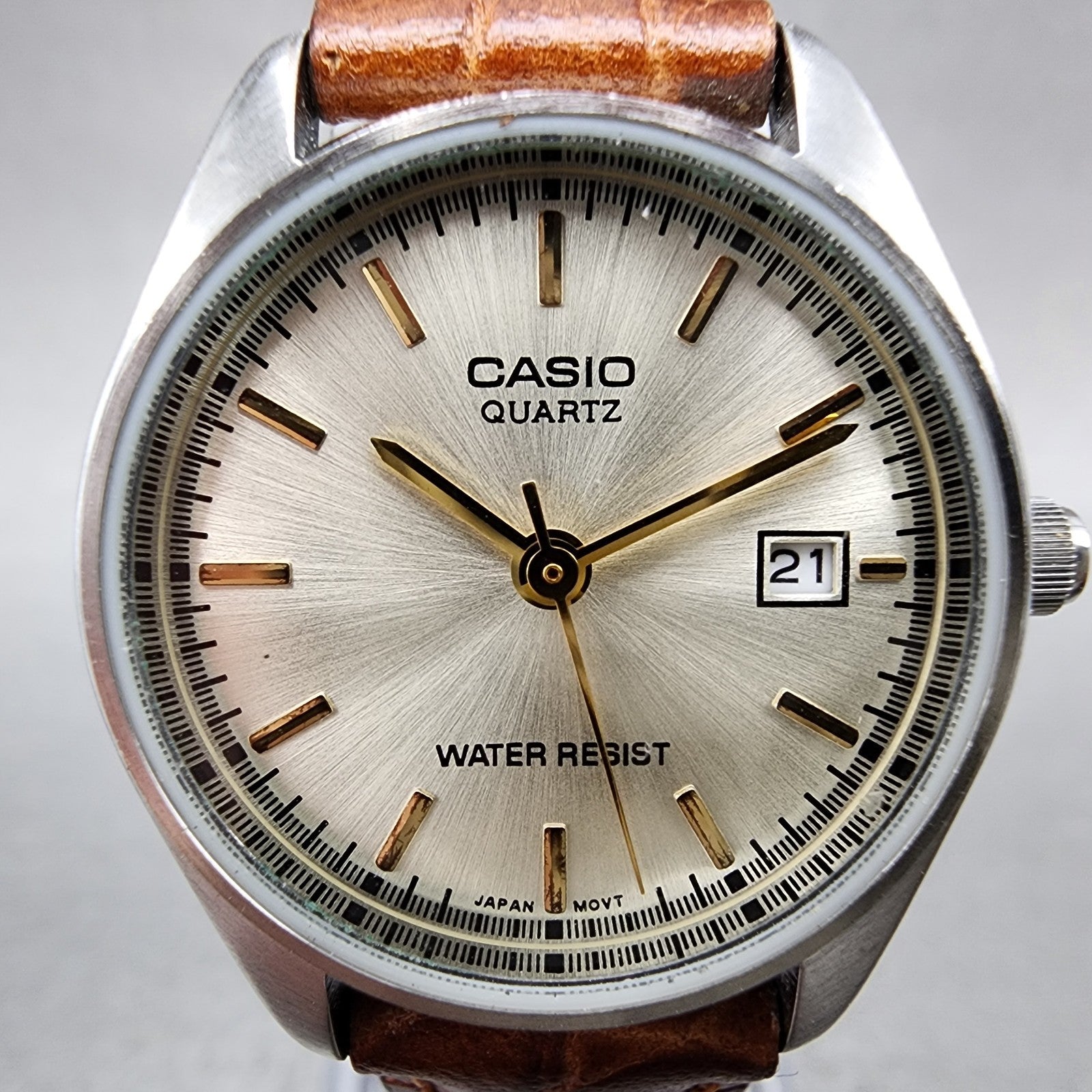Casio Watch Women 26mm Champagne Dial Silver Tone Date LTP1175 New Battery1
