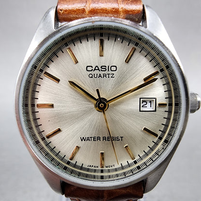 Casio Watch Women 26mm Champagne Dial Silver Tone Date LTP1175 New Battery1