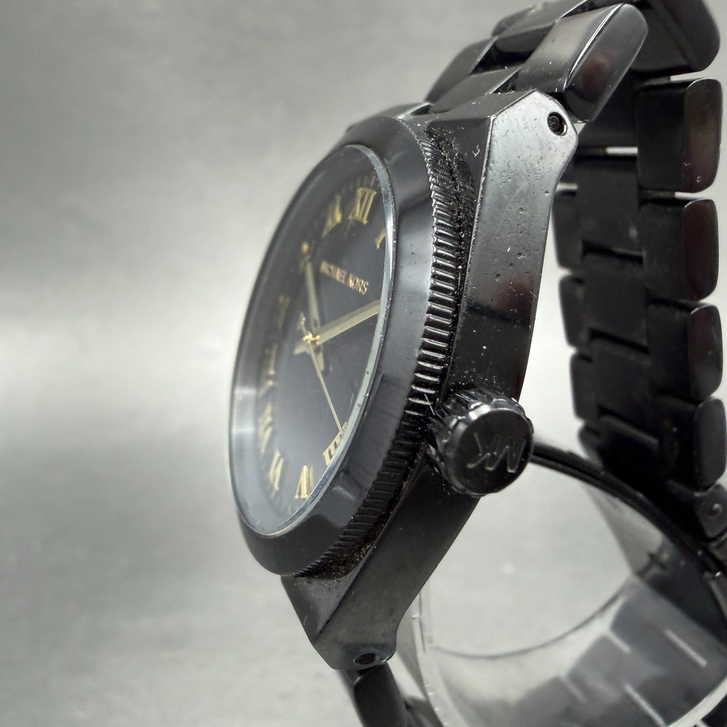 Michael Kors Watch Women 33mm Black Dial Black Tone Round MK-6100 New Battery2