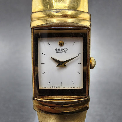 Seiko Tank Watch Women 15mm White Dial Gold Tone Rectangle 1F205K19 PARTS2